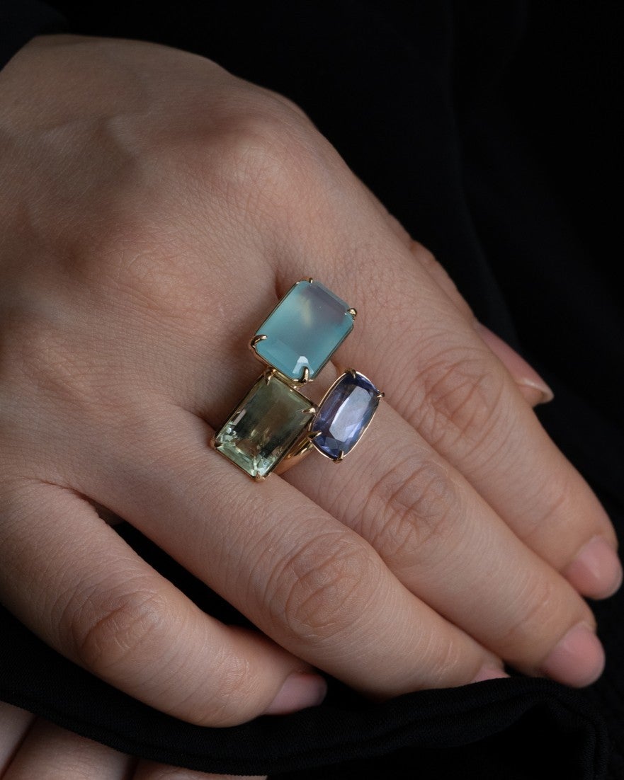 Line ring seablue chalcedony | mimucreate